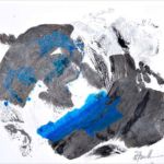 <strong>Blue Wave </strong><br />
acrylic on paper 20”X23” framed Blue Wave