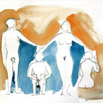 <strong>Figure Studies #2</strong><br />
watercolor on paper, 22” X 30” framed Figure Studies #2