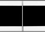 <strong>Whimsy in Black & Gray #4</strong><br />a diptych acrylic on canvas wth two small canvases mounted on larger one. 18” X 120” Whimsy in Black & Gray #4