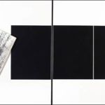 <strong>Whimsy in Black & Gray #1</strong><br />a diptych, acrylic on linen 48” X 120” Whimsy in Black & Gray #1